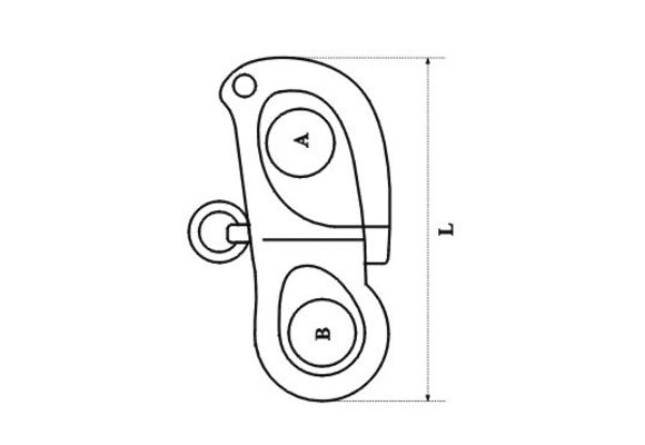 Allpa RVS snapsluiting met vast oog  A=Ø12mm  B=9mm  L=52mm (breekkracht 1800kg)