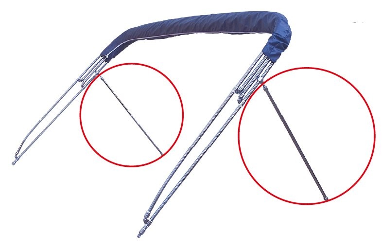 Set steunen voor Wilma zonnetent; poeder coating; vast L=60cm Ø25mm