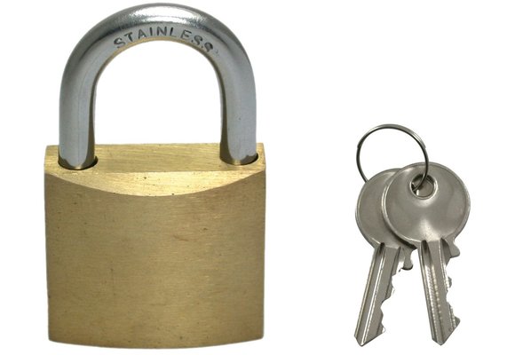 Allpa Messing hangslot met RVS beugel  afmetingen 40x33mm