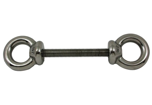 Allpa RVS dubbele ringbout (schroefoog)  A=100mm  B=10mm  C=22mm  D=145mm