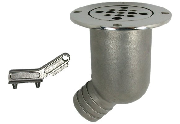 Allpa RVS Afvoer met afneembaar rooster  38x58x115x91mm  compleet met sleutel