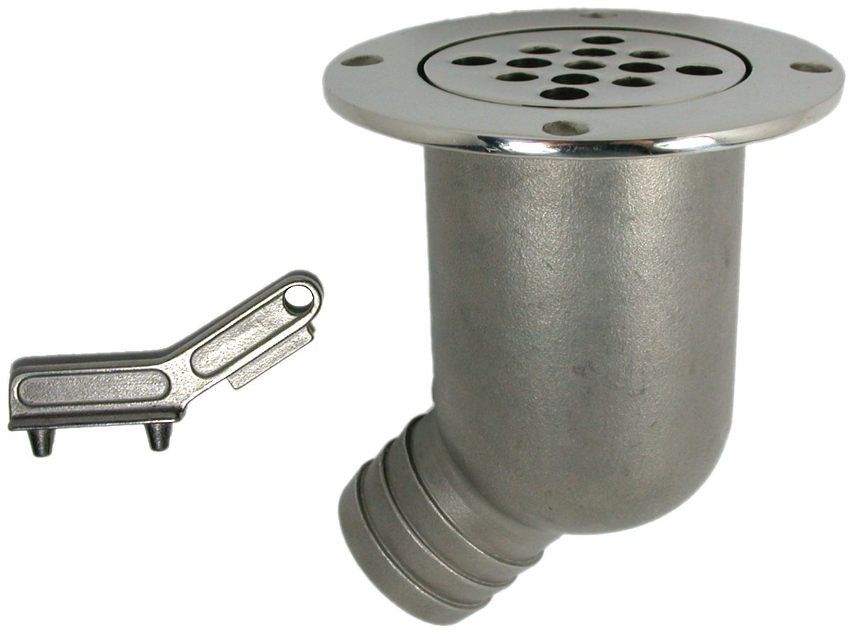 Allpa RVS Afvoer met afneembaar rooster  38x58x115x91mm  compleet met sleutel