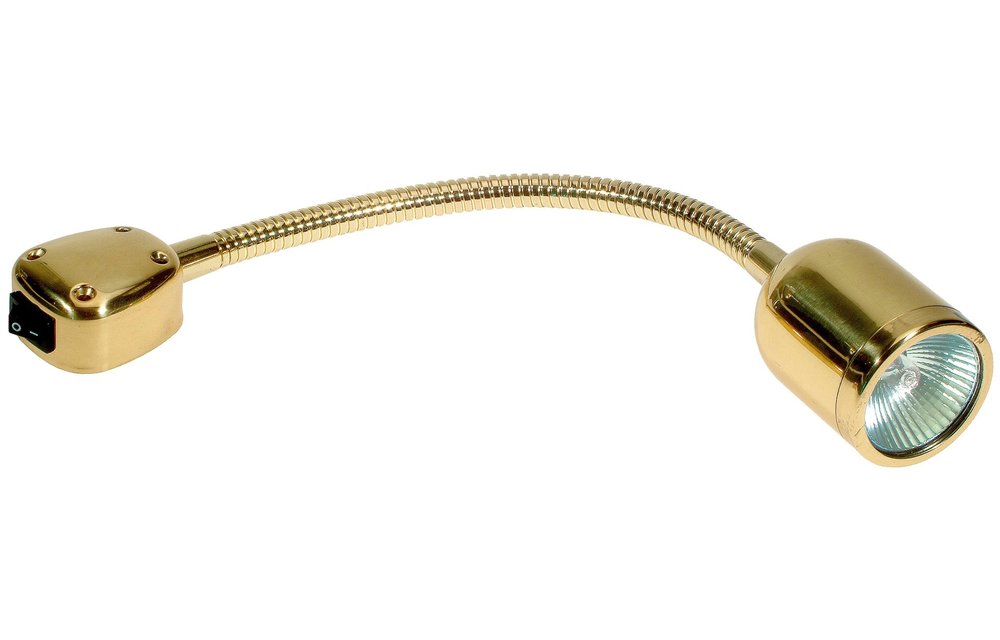 Allpa Messing Kaartleeslamp halogeen 12V / 10W voetplaat Ø86mm met schakelaar