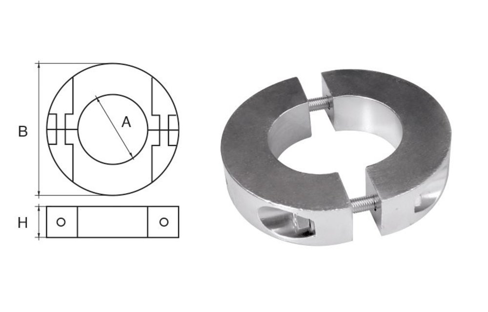 Allpa Zinkanode voor Ø55mm-as ringvormig/dun