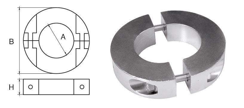 Allpa Aluminium Anode voor Ø30mm-as ringvormig/dun