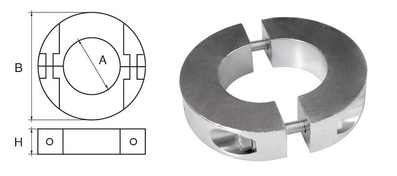 Allpa Aluminium Anode voor Ø30mm-as ringvormig/dun
