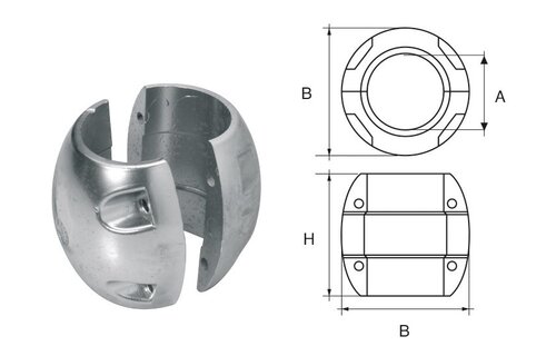 Allpa Aluminium Anode voor as bolvormig