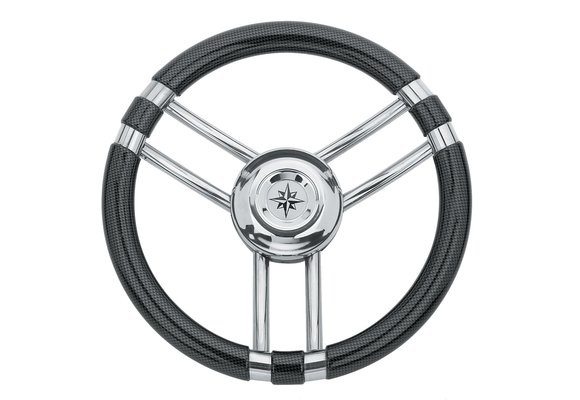 3-Spaaks stuurwiel Model 22 RVS met Carbon-look rand  35 cm
