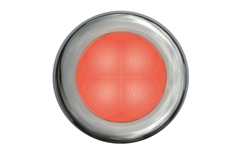 Hella Slim-Line ROUND OriÃ«ntatieverlichting  rood  12V LED  RVS vergulde rand  Ø72mm