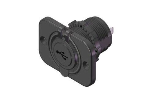 Allpa Waterdichte DC inbouw stekker met 2x USB ingangen (enkel)