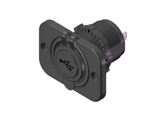 Allpa Waterdichte DC inbouw stekker met 2x USB ingangen (enkel)