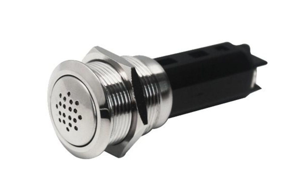 Allpa RVS Punt LED zoemer 24V ring Ø22mm boorgat Ø19mm inbouwdiepte 54mm rood LED