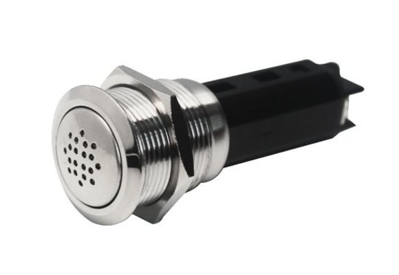 Allpa RVS Punt LED zoemer  24V  ring Ø22mm  boorgat Ø19mm  inbouwdiepte 54mm  rood LED