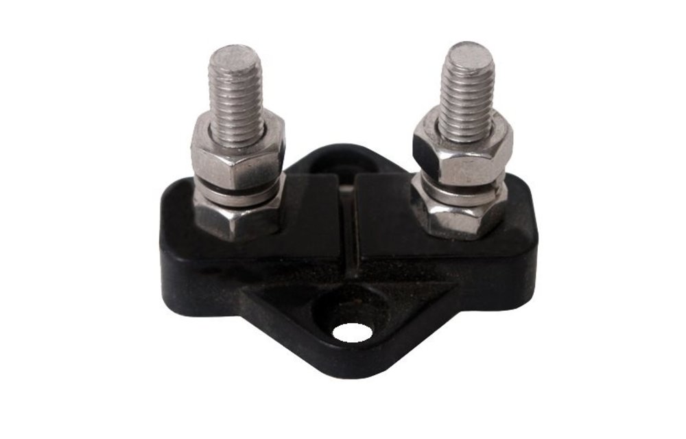 Allpa Geïsoleerde aansluitbout twin tinnenplaat op ABS basis 2x 10mm zwart