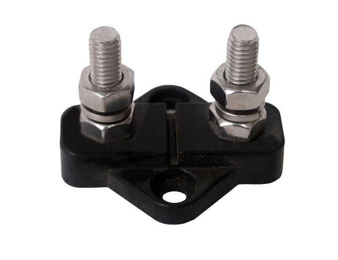 Allpa Geïsoleerde aansluitbout twin tinnenplaat op ABS basis 2x 10mm zwart