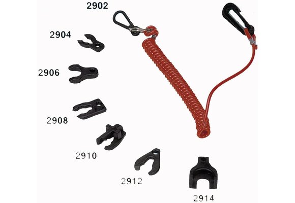 Allpa Noodstopclip met spiraalsnoer voor Mariner/Tohatsu