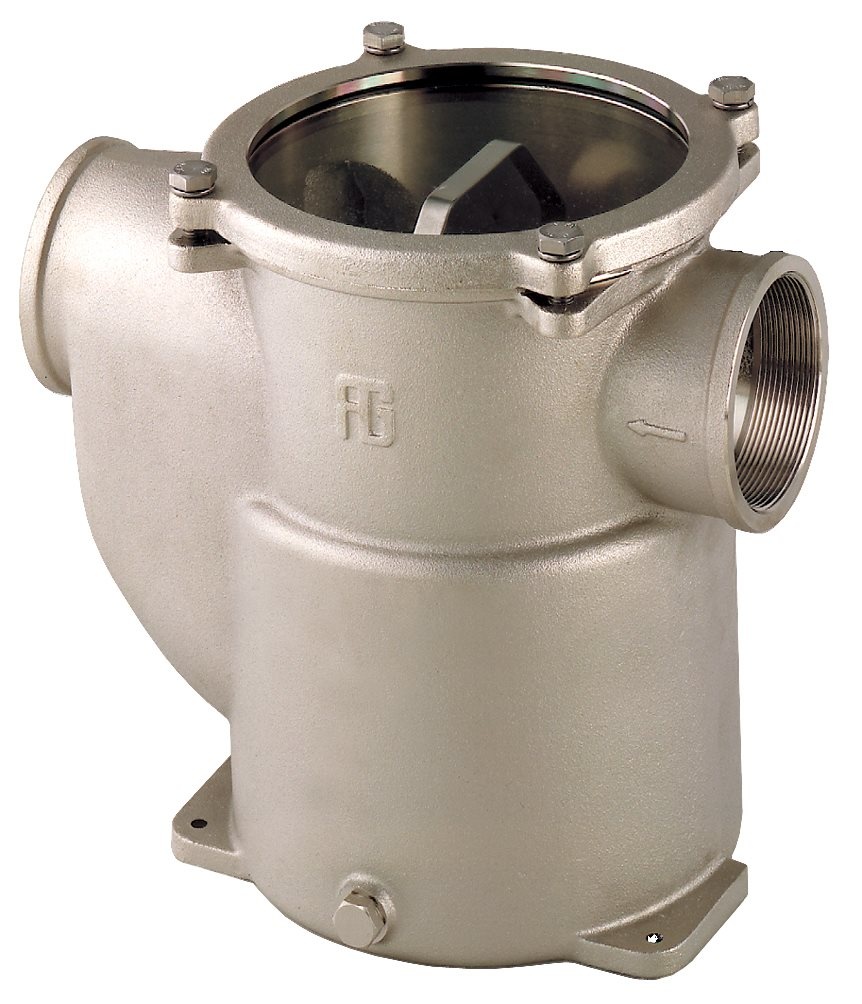 Brons-Vernikkelde koelwaterfilters (robuust) met RVS 316 zeef