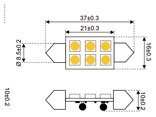 Ledlamp 6xSMD - Buis - 1.2 watt