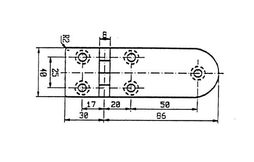 RVS scharnier 116 x 40