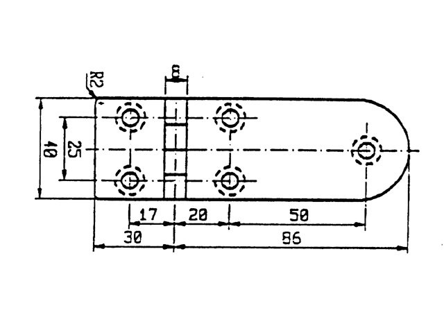 RVS scharnier 116 x 40