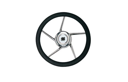 V01 Stuurwiel RVS 350 PU | Zwart