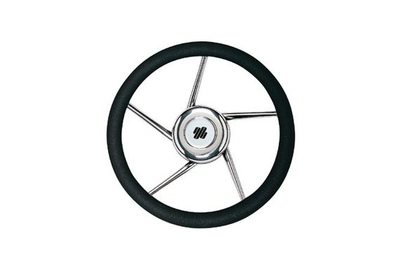 V01 Stuurwiel RVS 350 PU | Zwart