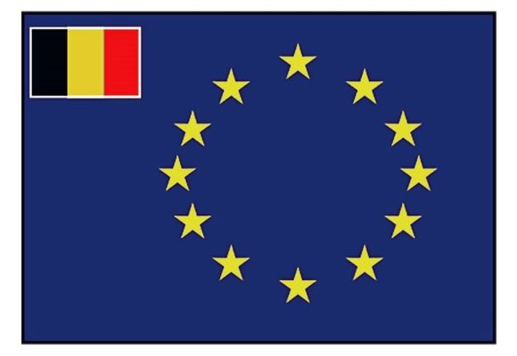 Raad van Europa vlag met afb.: kleine vlag van België