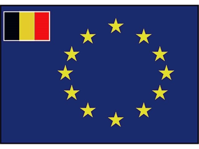 Raad van Europa vlag met afb.: kleine vlag van België