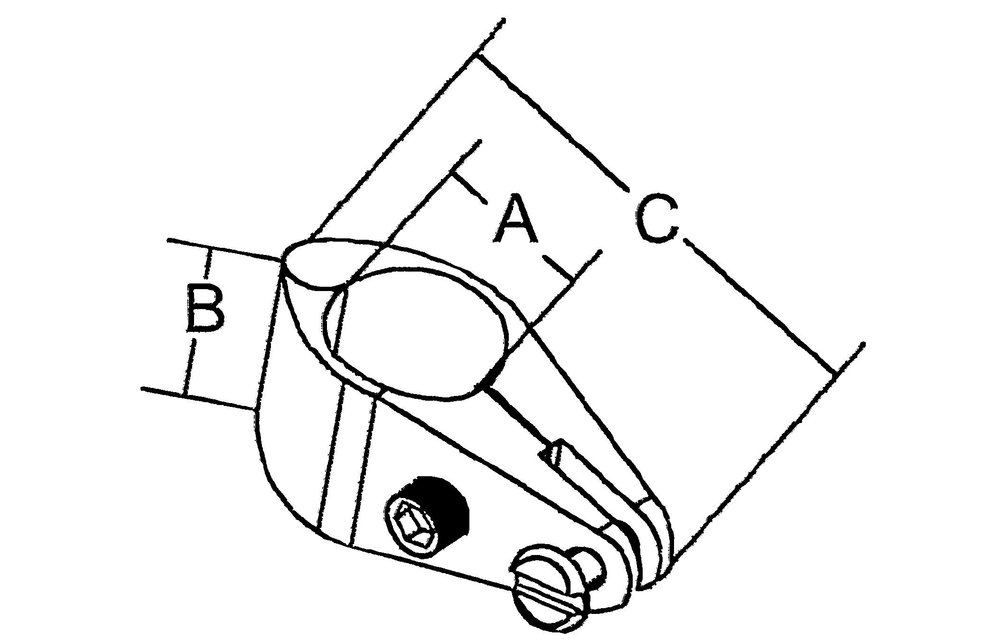 Allpa RVS Buiskap gedeeld middenstuk A=22 25mm B=28 6mm C=66 7mm