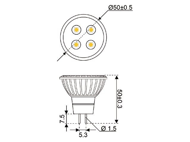 LED vervangingslamp 4xSMD - GU5.3 - 5 watt