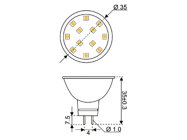 LED vervangingslamp  12xSMD - GU4 - 2 watt