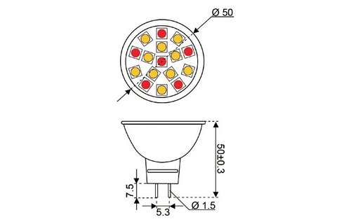 LED vervangingslamp 16xSMD- GU5.3 - 1.8 watt