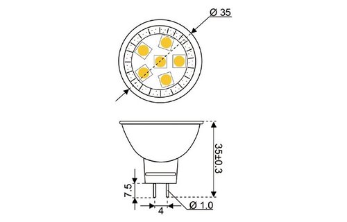 LED vervangingslamp  6xSMD - GU4 -  1 watt