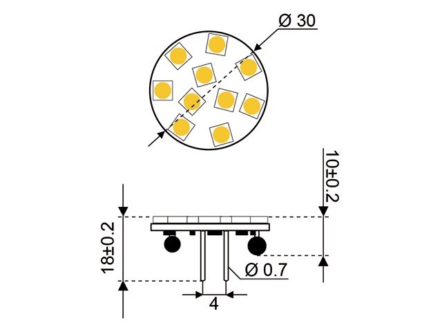 LED vervangingslamp  10xSMD - G4 achter