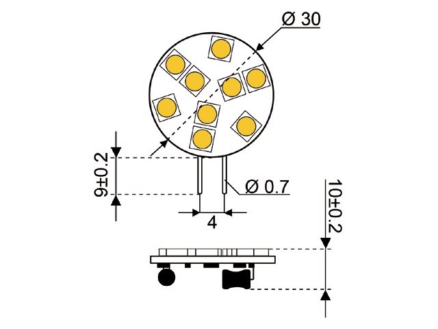 LED vervangingslamp 9xSMD - G4