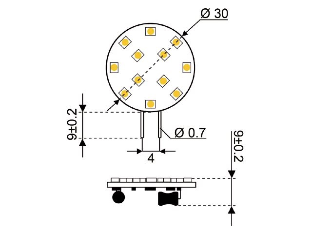 LED vervangingslamp 12xSMD - G4