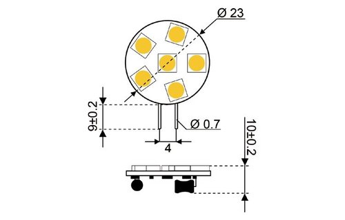LED vervangingslamp  6xSMD - G4