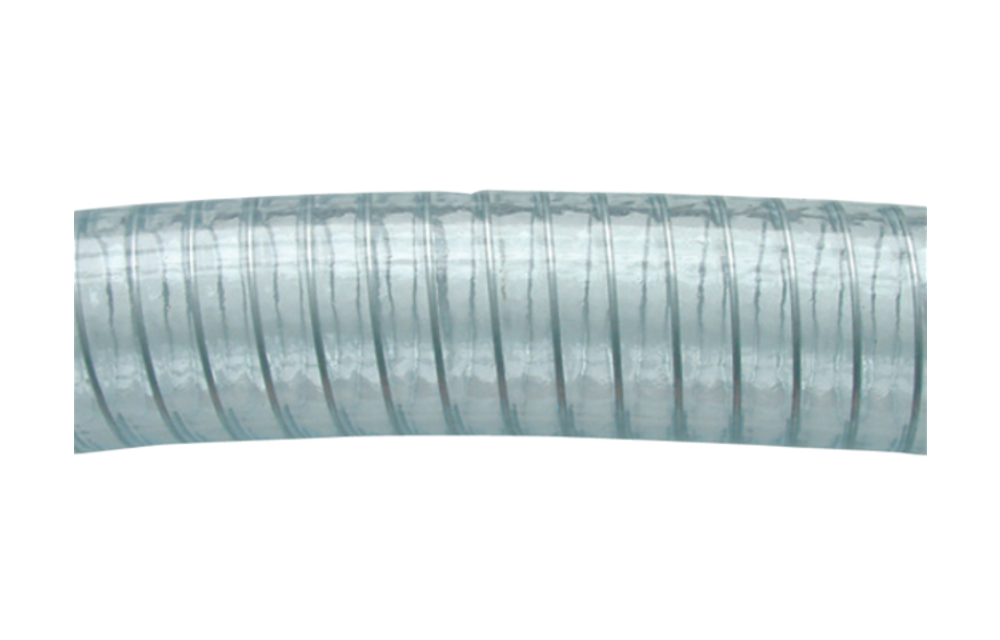 PVC koudwaterslang transparant met stalen spiraal