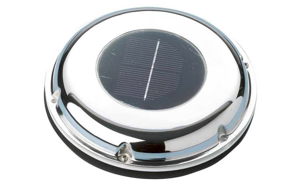 Allpa RVS Ventilator op zonne-energie 20m³/h  met oplaadbare accu & schakelaar  blaast of zuigt