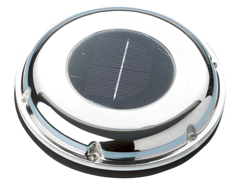 Allpa RVS Ventilator op zonne-energie 20m³/h  met oplaadbare accu & schakelaar  blaast of zuigt