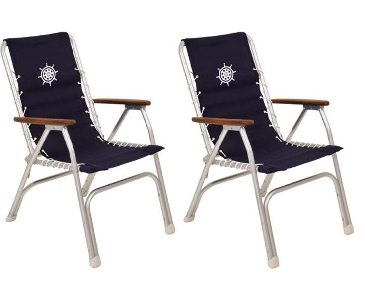 2 stuks nautische dekstoel | Blauw