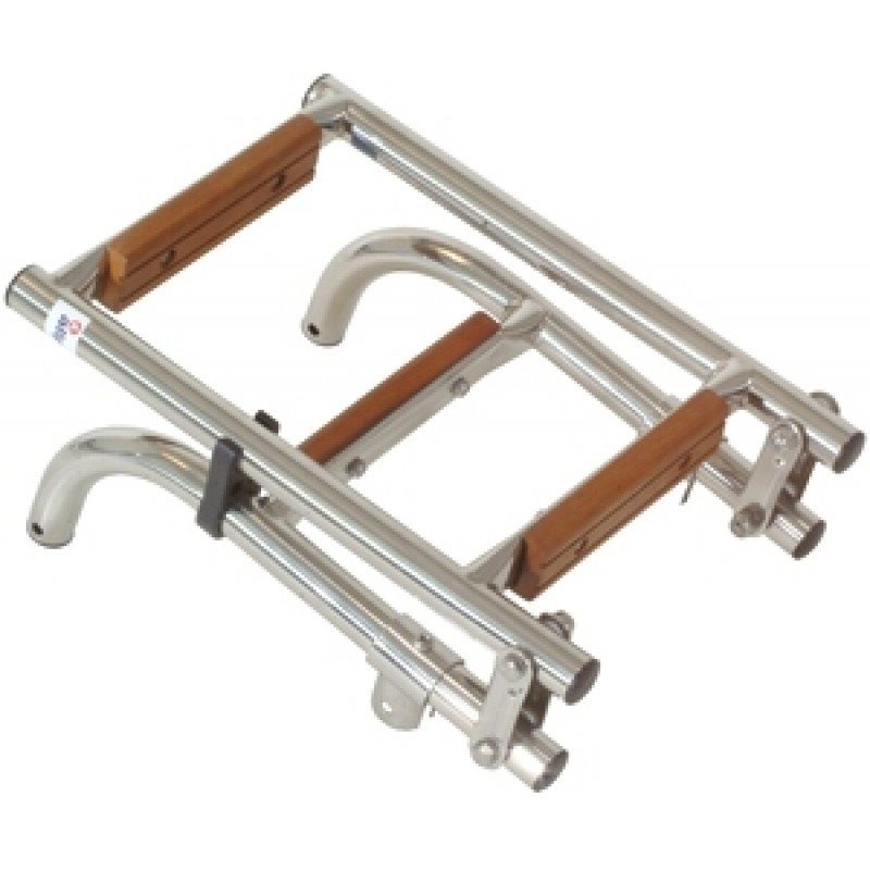 RVS zwemtrap opklapbaar teak