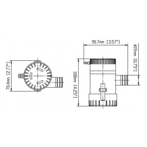 Seaflo bilgepomp 500 GPH, 12V - 19mm
