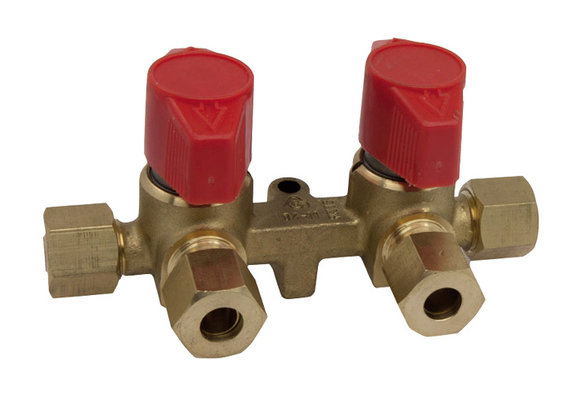 Gaskraan verdeelblok 2 dubbel