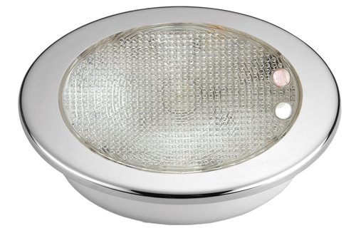 Allpa Kunststof 2-Kleurige LED-Plafondlamp met RVS ring  inbouw  8-30V  LED 1x 3W + 10x top RED