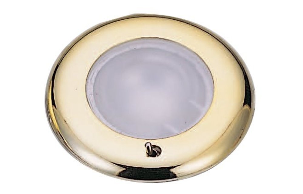Allpa Kunststof LED-Plafondlamp met messing ring  inbouw  12-24V/1 8W  met schakelaar