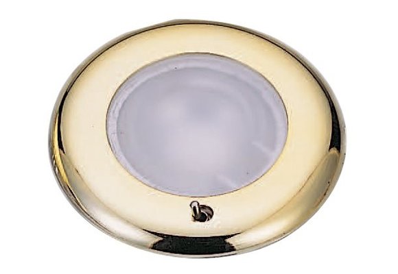 Allpa Kunststof LED-Plafondlamp met messing ring  inbouw  12-24V/1 8W  met schakelaar