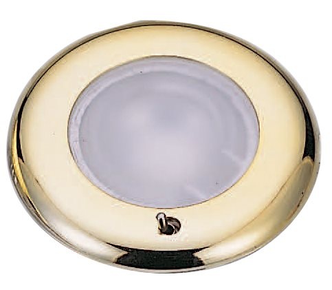 Allpa Kunststof LED-Plafondlamp met messing ring  inbouw  12-24V/1 8W  met schakelaar