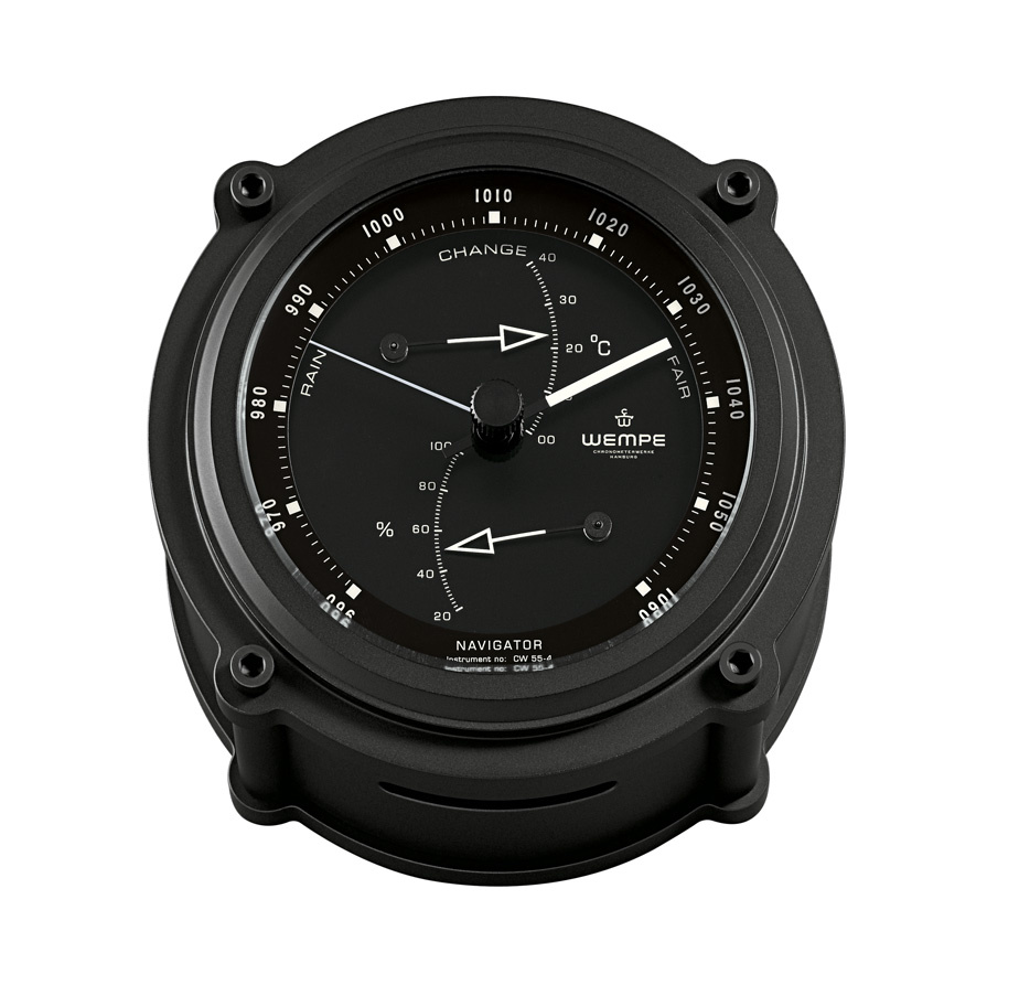 Wempe - Baro-/Thermo-/Hygrometer Navigator II Alu Mat Zwart
