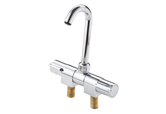 Allpa Verchroomde 2-knops mengkraan  met klapbare & draaibare 14mm-uitloop  aansluiting 3/8